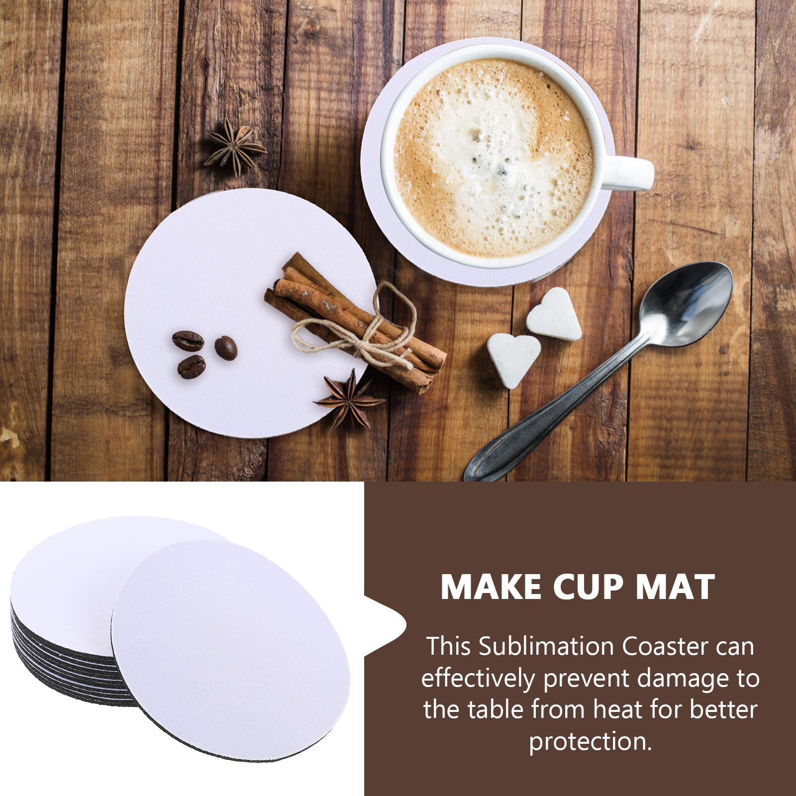 Coaster Sublimation Blank - 10Pcs Sublimation Heat Transfer Coasters Blank