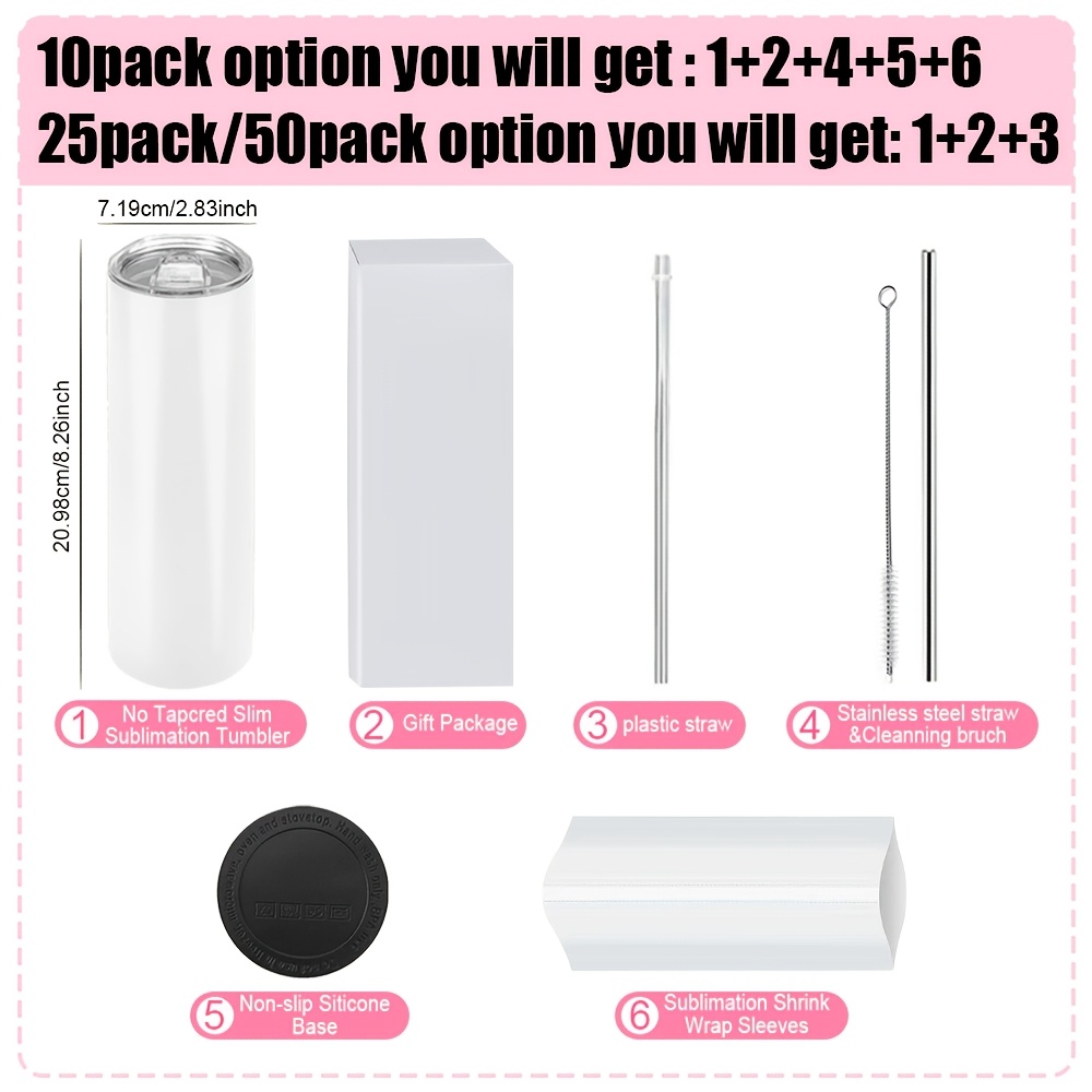 50/25/10 Pack Sublimation Tumb - Tumbler 20Oz White recension och pris