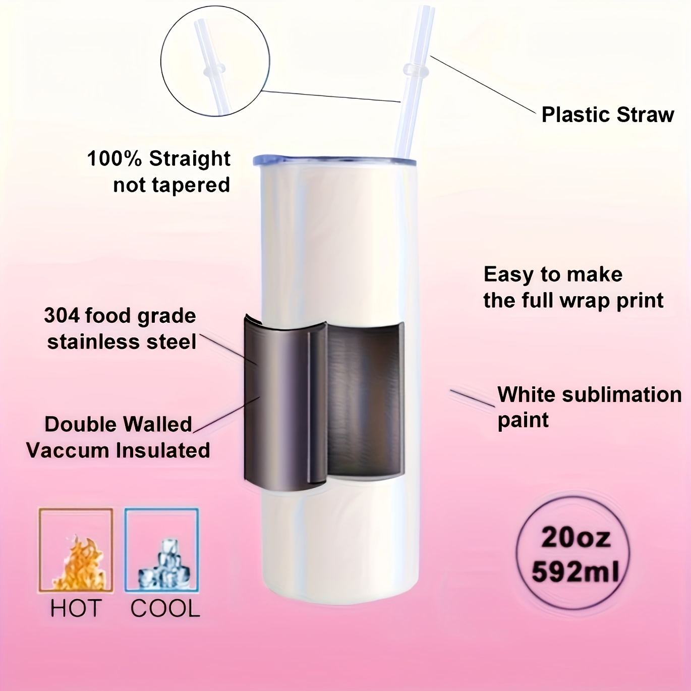 50/25/10 Pack Sublimation Tumb - Tumbler 20Oz White recension och pris