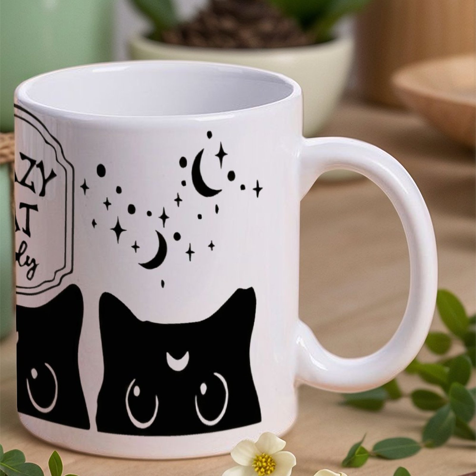 Three Black Cats With Crescent - Sublimation Mug White recension och pris