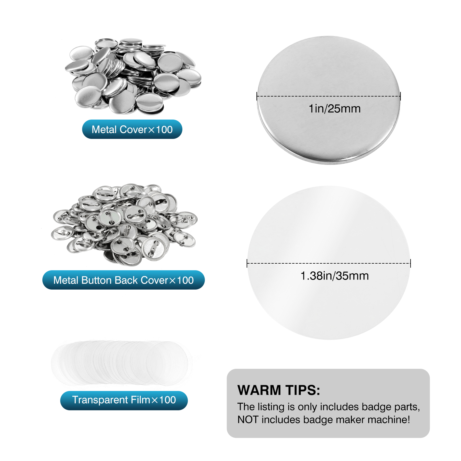 100Pcs Mini DIY Round Mirror M - Button Badge Blank recension och pris
