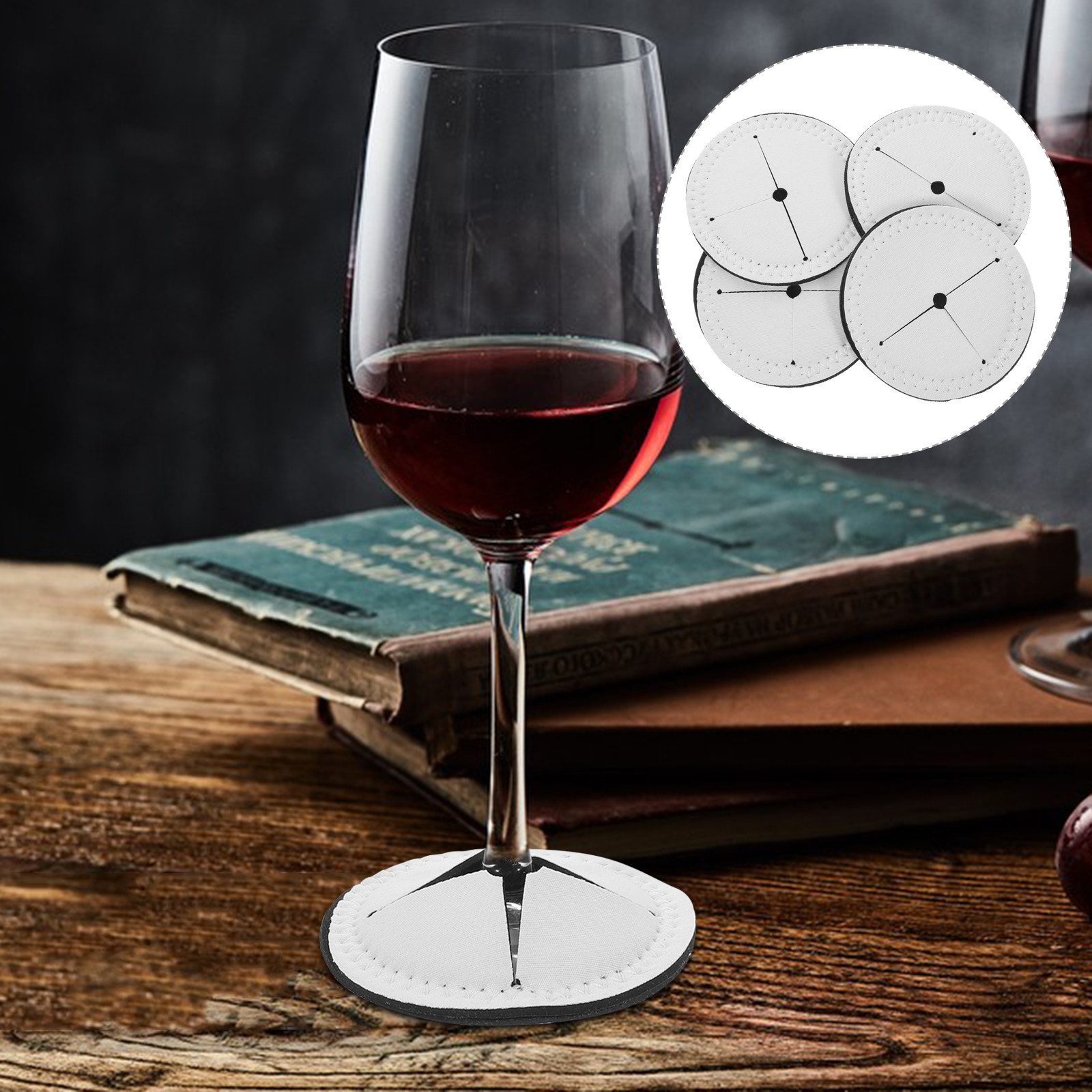 4Pcs Red Wine Cup Coasters Hea - Coaster Sublimation Blank recension och pris