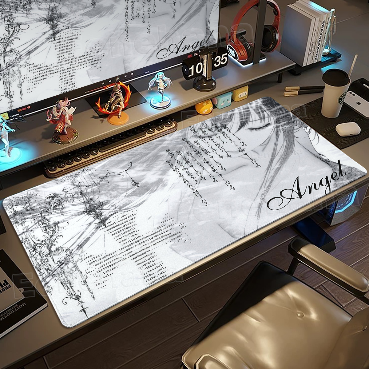 Black White Angel Mouse Pad La - Mouse Pad Blank Sublimation recension och pris
