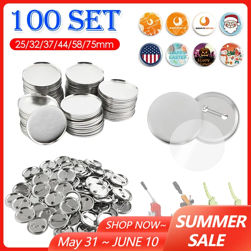100Set Blank Badge Pin Button  - Button Badge Blank recension och pris