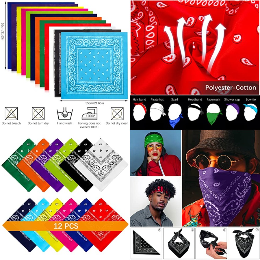 12- Bandanas for Men Women Pai - Bandana Blank White recension och pris
