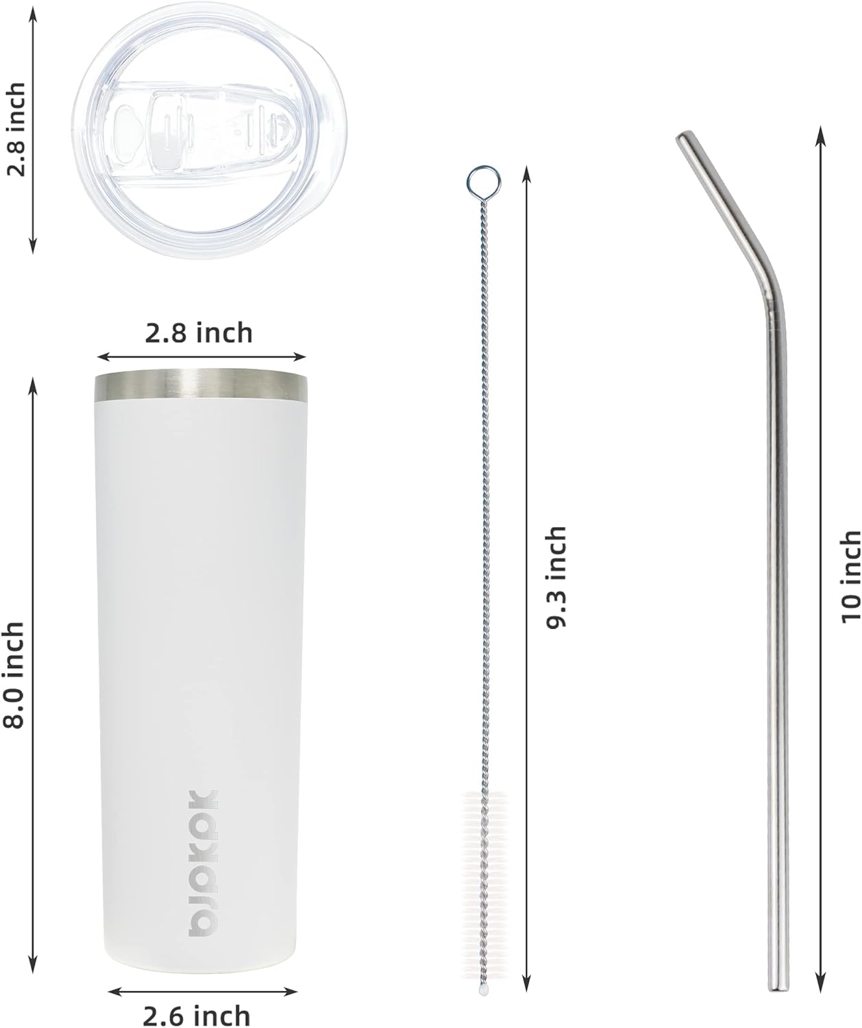 20 oz Skinny Tumbler with Lid, - Tumbler 20Oz White recension och pris