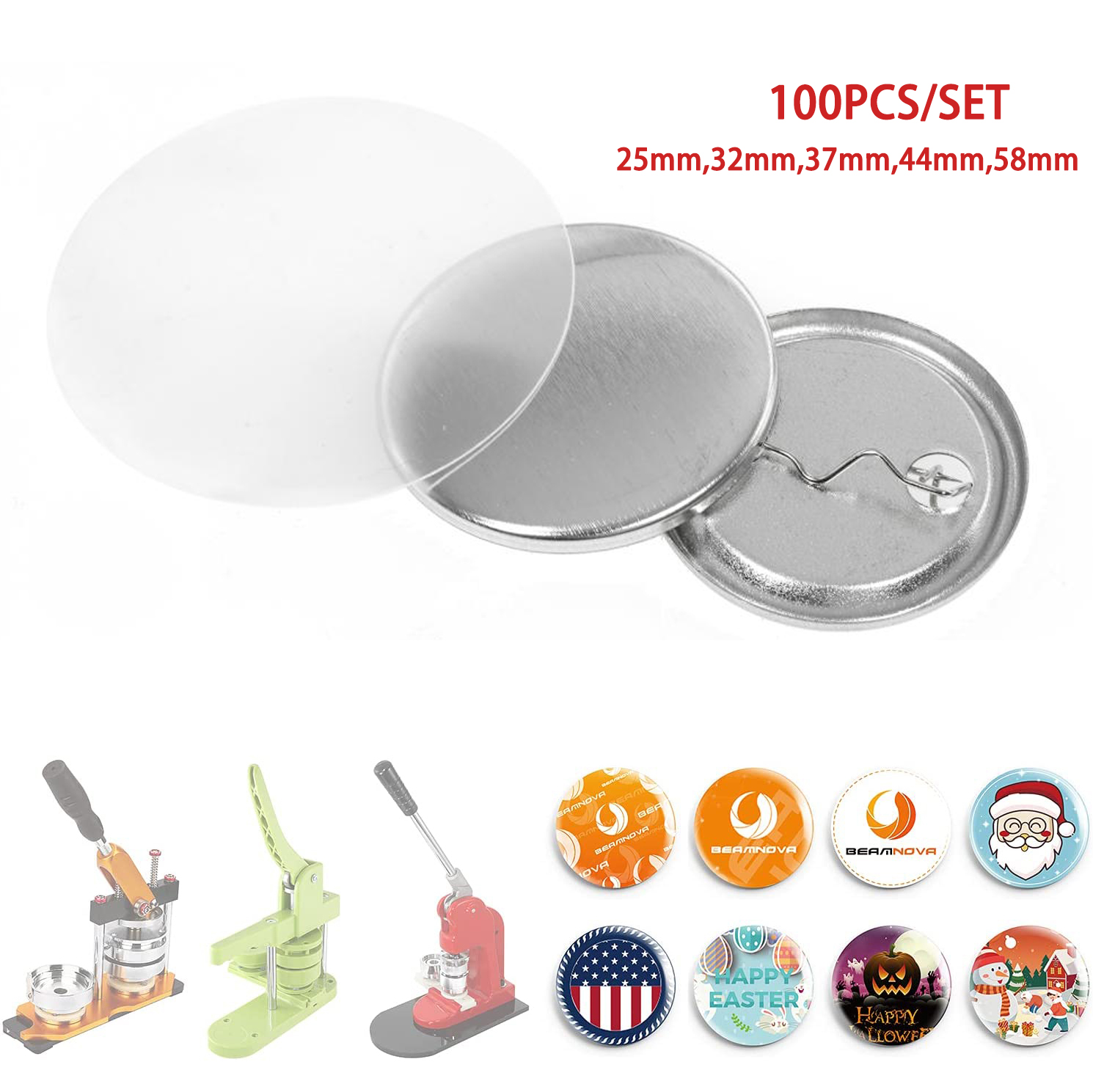 100PCS Metal Back Badge Button - Button Badge Blank recension och pris