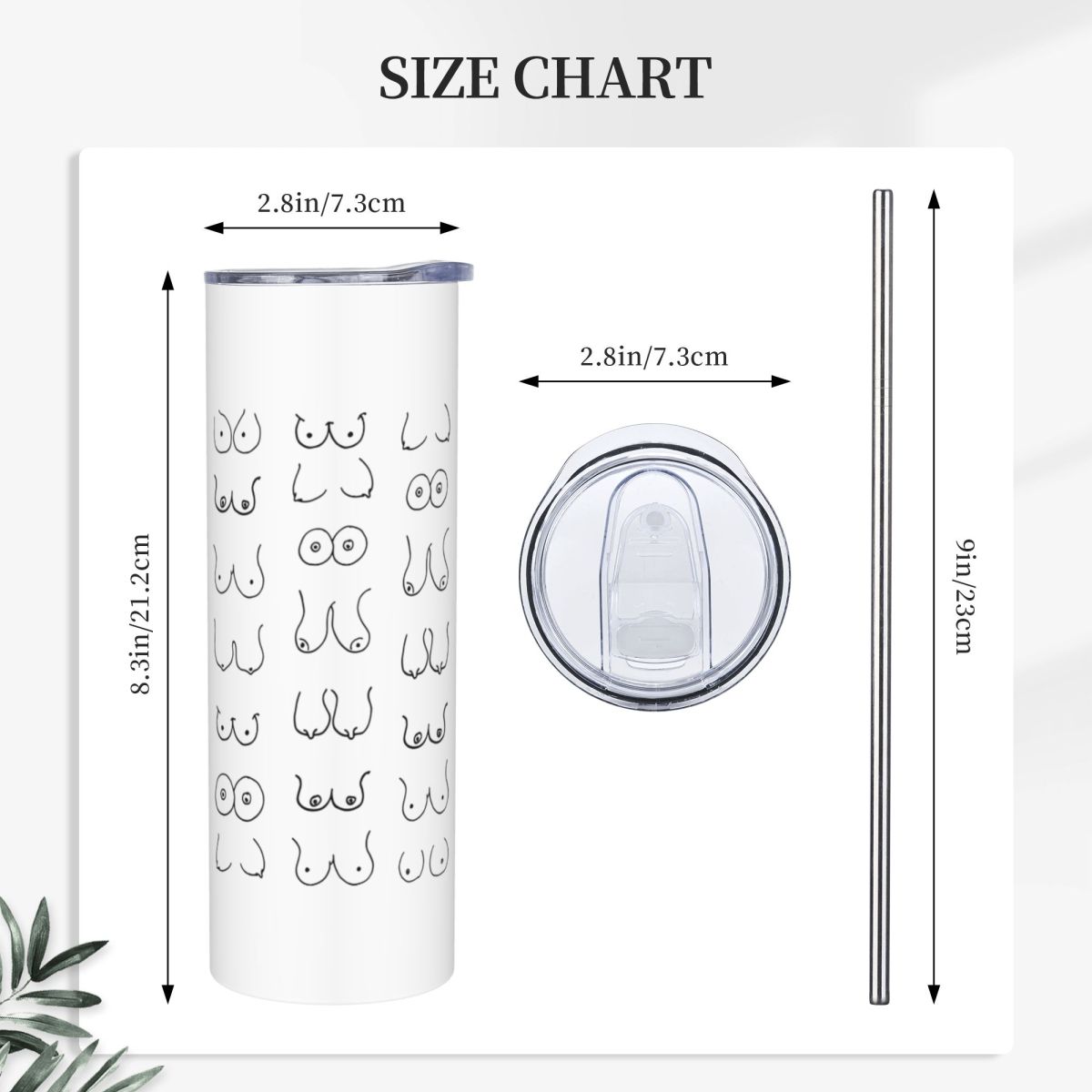 Black And White Tits Drawing S - Tumbler 20Oz White recension och pris
