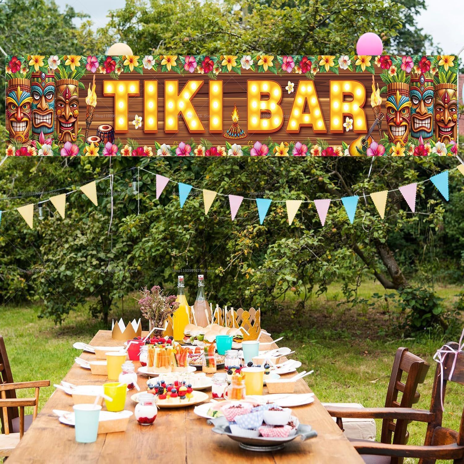 Vibrant Tiki Bar Banner Tropic - Yard Sign Blank recension och pris