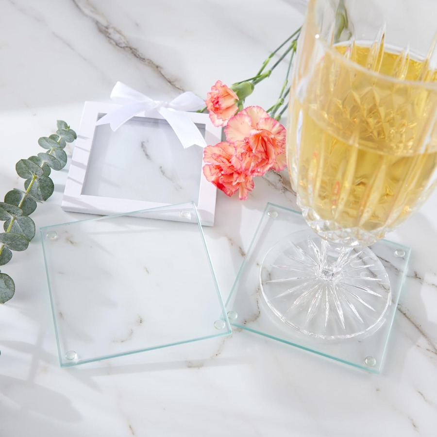 Clear Glass Drink Coasters Set - Coaster Sublimation Blank recension och pris