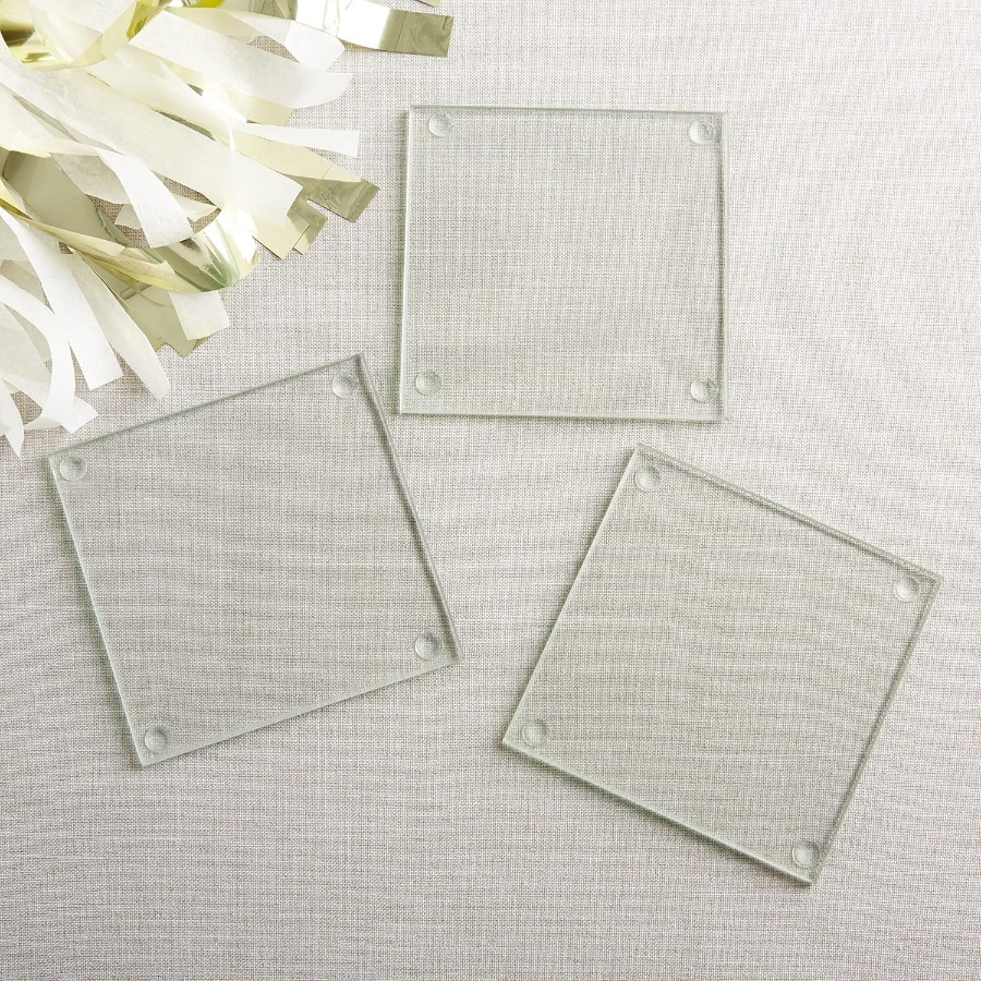 Clear Glass Drink Coasters Set - Coaster Sublimation Blank recension och pris